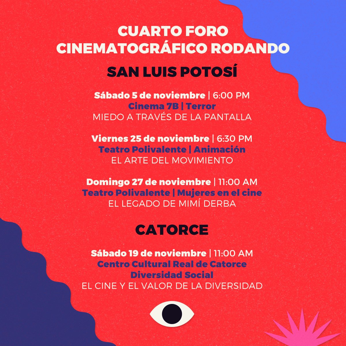 RodandoFilmFest's tweet photo. ¡Prepárate para el 4 FORO CINEMATOGRÁFICO RODANDO en san Luis Potosí!
Una plataforma de aprendizaje para acercar la profesionalización del cine a las nuevas generaciones.
4 Mesas, 4 enfoques diferentes en el cine
*Entrada libre
#Rodando11 #festivaldecineslp #cinequetransforma https://t.co/S0WNtrNgwW