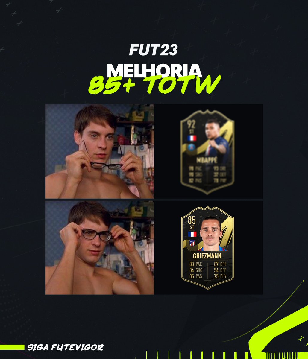 futevigor's tweet photo. MELHORIA 85+ TOTW ESTÁ NO AR 🔥

Me conte quem você tirou 🍀

SIGA @futevigor

#fifa23 #fifaultimateteam #ultimateteam #ps5 #fut23
#easportsfifa #explore #fifa23ultimateteam #futhero #weenkedleague #xbox #xboxone #xboxseries #ps4 #fifa23ultimateteam #futebolvirtual https://t.co/SOIejrS0wG