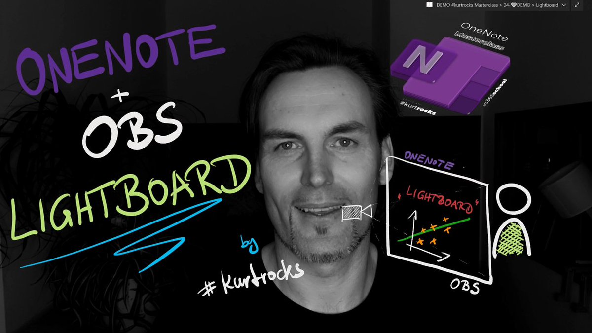 Vor ein paar Jahren waren #lightboards DER Trend in der Fernlehre und Bildung allgemein.

Mit #OneNote und #OBS lässt sich so ein Lightboard ganz rasch realisieren. Eine genaue Anleitung und ein paar Tipps dazu findest Du in der #OneNoteMasterclass
unter 
onenote-masterclass.com/tipps/09-light…