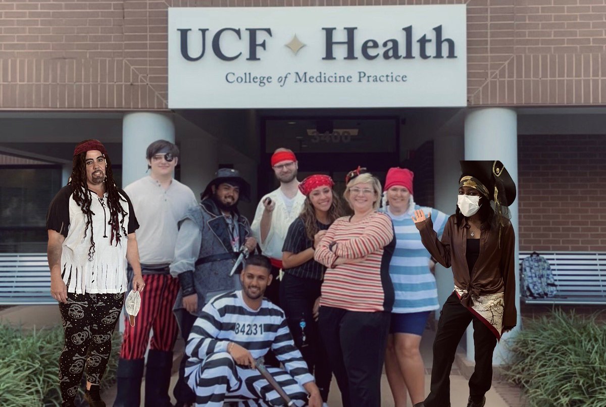 Halloween <a href="/UCFHealth/">UCF Health</a> our #lakenona &amp; #eastorlando teams had some fun today dressing up as our favorite snacks &amp; pirates. #UCFHealth #educatingyourfuturephysicians #Ophthalmology #Endocrinology #Generalsurgery #Cardiology #Dermatology