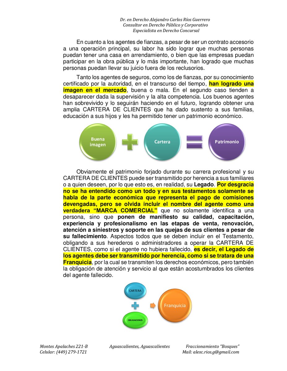 No basta con heredar tu CARTERA DE CLIENTES por Testamento, se deben fijar instrucciones para operarla ya sea por medio de herederos agentes o administradores, es decir, debe ser transmitida como si se tratara de una Franquicia. Entérate leyendo la Columna Adjunta.