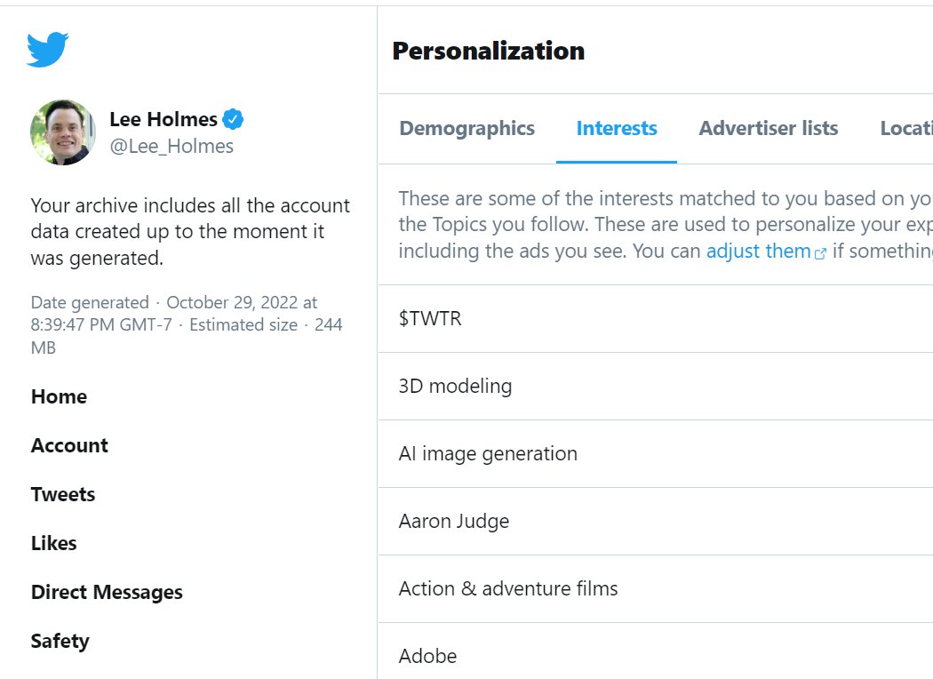 Lee Holmes (@lee_holmes) on Twitter photo Wow! Took a look at what Twitter thinks I'm interested in. Of my 472 "interests", only 101 actually interest me - and that's if I'm being generous. Far more (127) are things I actively dislike or avoid.
Isn't micro-targeting supposed to be the magic sauce of social media ads? Wow! Took a look at what Twitter thinks I'm interested in. Of my 472 "interests", only 101 actually interest me - and that's if I'm being generous. Far more (127) are things I actively dislike or avoid.
Isn't micro-targeting supposed to be the magic sauce of social media ads?