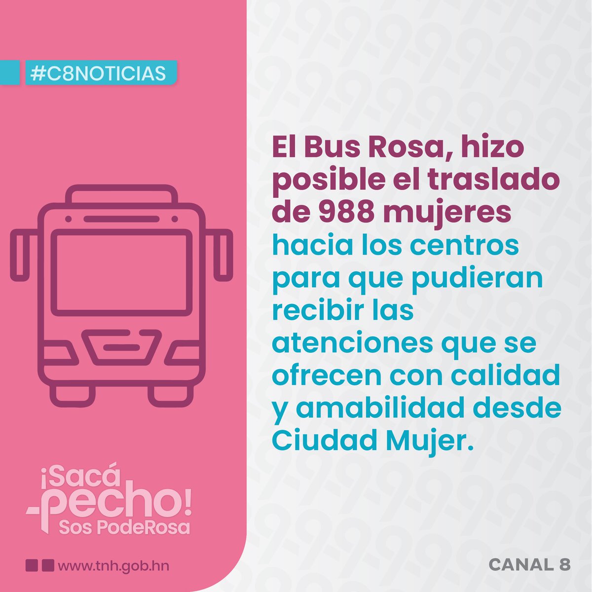 Canal8_hn's tweet photo. #C8Noticias | 🎀 El Programa Presidencial @ciudadmujerhn, en un trabajo interinstitucional del #GobiernoSolidario, a través de la campaña #SacáPecho #SosPodeRosa, se realizaron acciones para que las mujeres hondureñas pudieran acceder a servicios de salud integrales. https://t.co/12DhNFpXnM