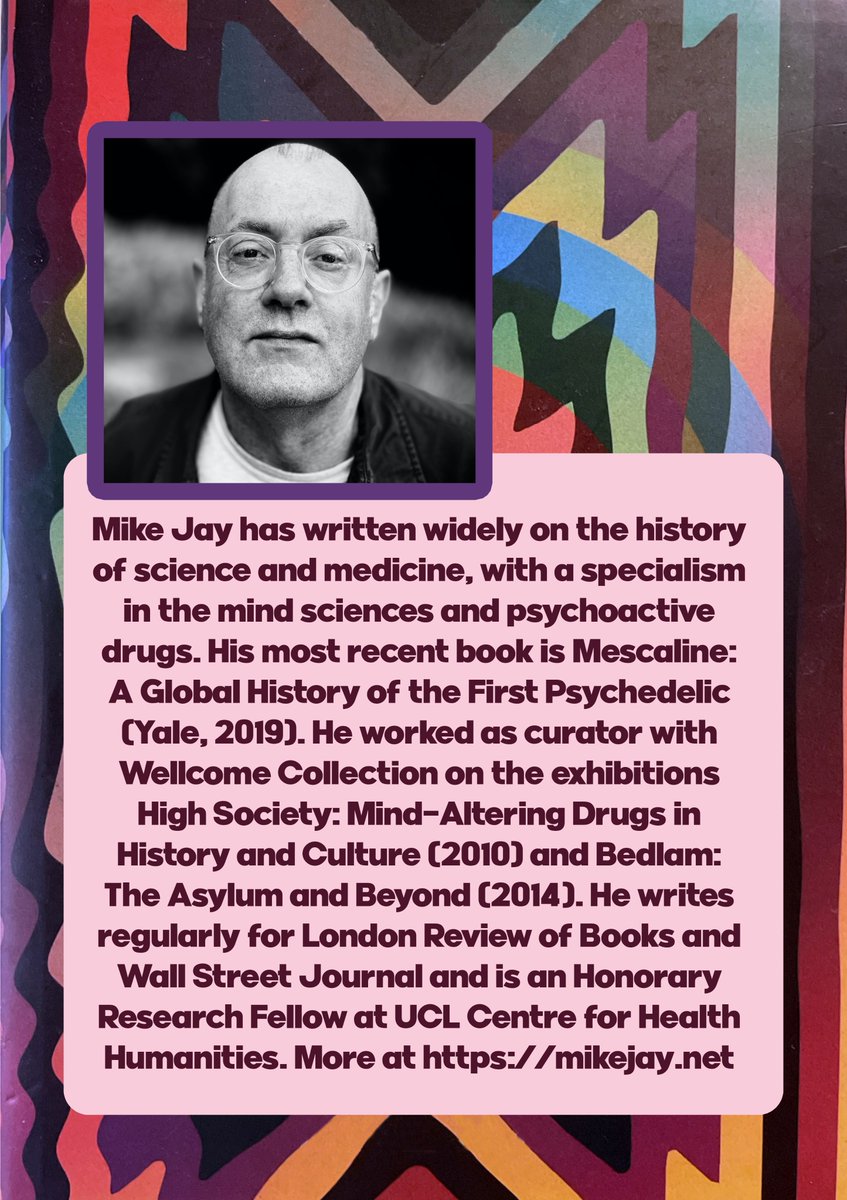 We are very excited to host <a href="/MikeJayNet/">Mike Jay</a> for an in-person event on the 17th of November [18:00-20:30]. 
Author of the outstanding book 'Mescaline: A Global History of the First Psychedelic', we're in for a ~psychoactive treat! 

Tickets: shorturl.at/dhux5