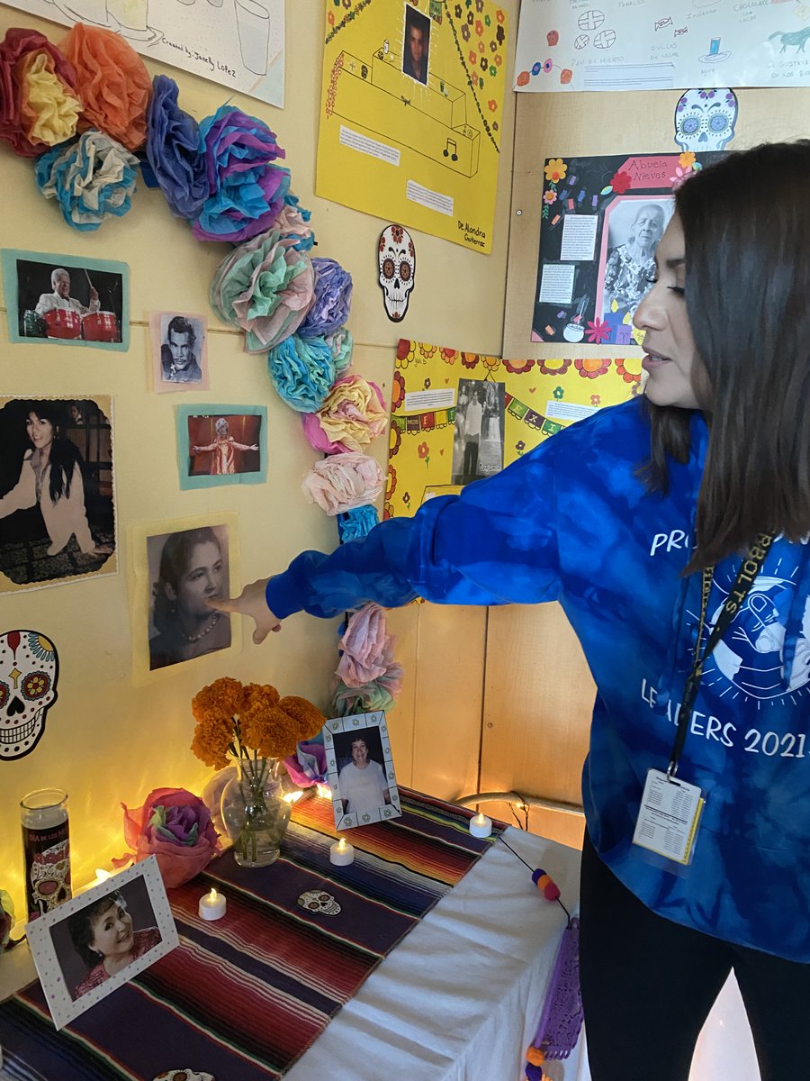 CHSD230's tweet photo. Andrew EL Teacher Claudi Parra-Carrillo helps organize Dia de la Muertos, a joyful time when people remember the deceased and celebrate their memory. https://t.co/kRJF5QBcjp