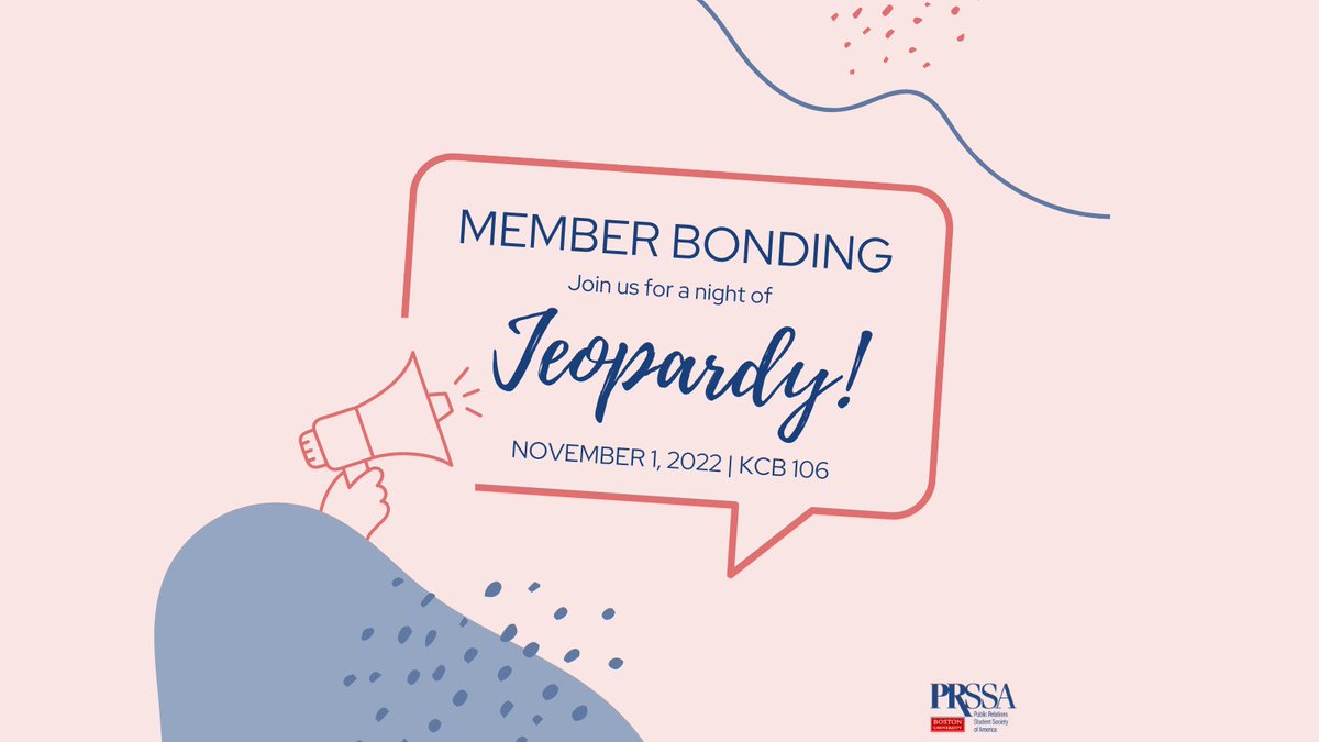 BUPRSSA's tweet image. Join us tomorrow for our first member-bonding event of the semester. We hope to see you in Kenmore Building Room 106 at 5:30 for some PR-themed trivia! See you there🙌🏻