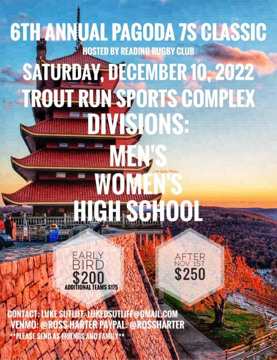 Reminder that early bird pricing for Pagoda 7s ends tomorrow! Make sure to book your spot before the tournament fills up! #epru #withyou