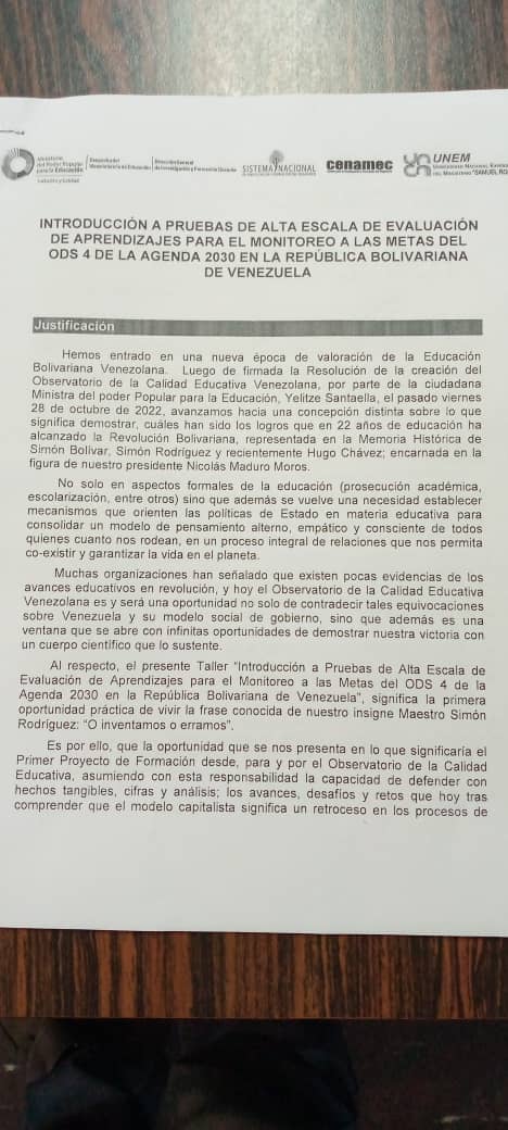 Funda_cenamec1's tweet photo. #DeInterés|#CENAMEC,reunión sobre el Plan de formación introducción a pruebas de alta escala de elaboración de aprendizaje para monitoreo de las metas del objetivo de Desarrollo sustentable 4 de la agenda 2030 en la República bolivariana de Venezuela @NicolasMaduro
@_LaAvanzadora https://t.co/92xvfJWXBn