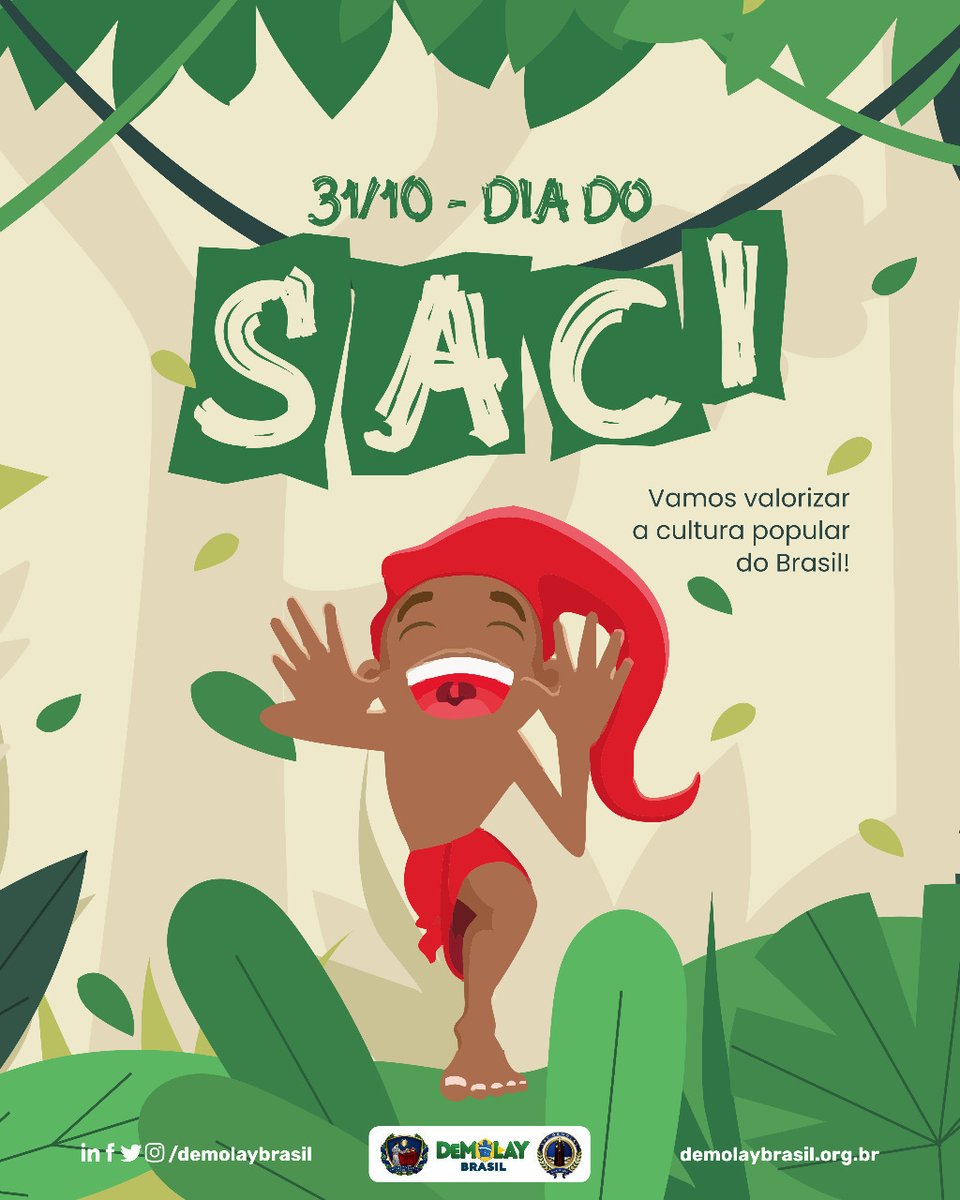 DeMolayBrasil's tweet photo. O Dia do Saci é comemorado em 31 de outubro, mesmo dia em que se comemora o Halloween. A data foi criada em 2003, com o intuito de resgatar e valorizar o folclore do nosso país, promover a cultura nacional e as tradições brasileiras. https://t.co/pf7EOb8CYO