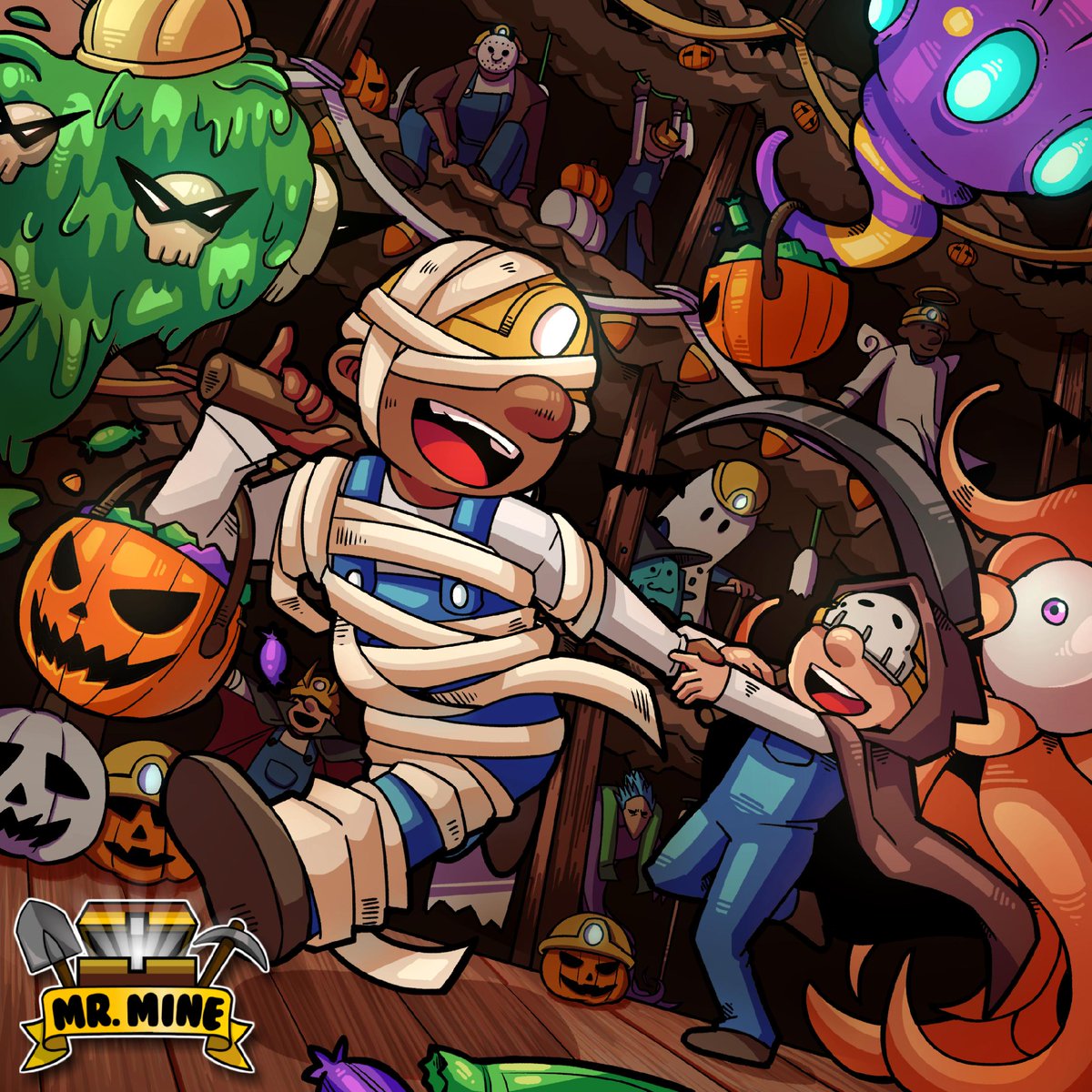 mrmineidle's tweet photo. It's time for a spooky celebration! 🎃
Even the Miners are on break to enjoy this special occasion.
Happy Halloween! 👻👻👻
#halloween #scary #trickortreat #mrmine #idlegames #playsaurus https://t.co/wfey8JQCyn