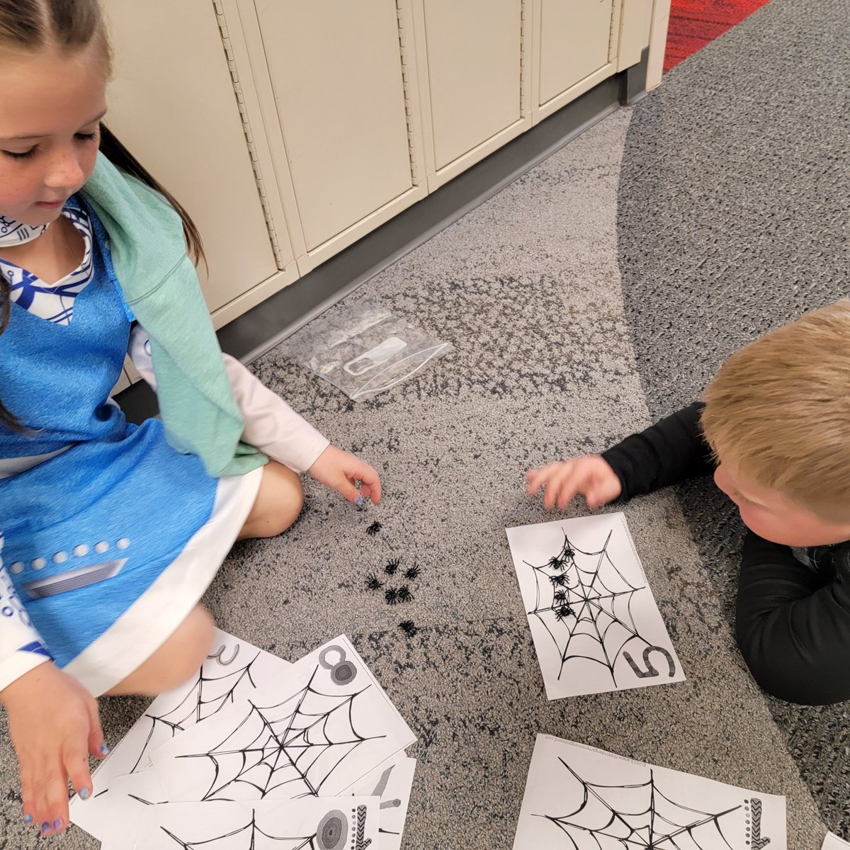 Today we practiced counting objects by placing spiders on webs.  Happy Halloween! 🕷 🕸 🎃