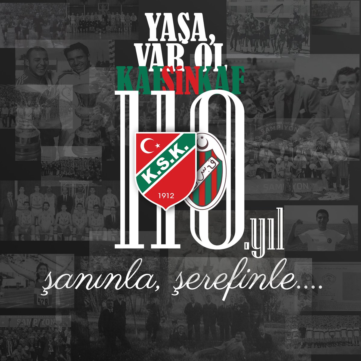 1912 yılından bugüne; onurla ve gururla yeşil kırmızının izinde… Şeref dolu tarihimizin ışığında 110. kuruluş yıl dönümümüz kutlu olsun! #Karşıyaka110Yaşında