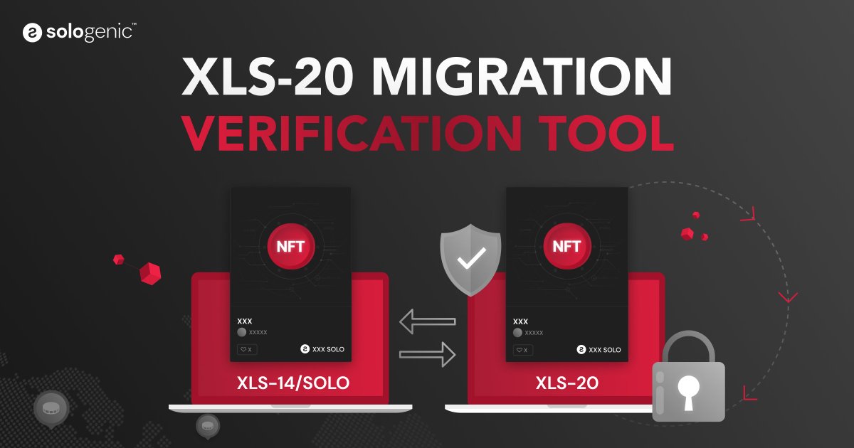 #XLS20 is Live!

As many projects will be migrating their #NFTs from the previous standard, we have implemented a verification tool to avoid forgery.

📰 Learn more: bit.ly/sologenic-veri…
🔗 Tool: sologenic.org/conversion-ver…

#GoSOLO