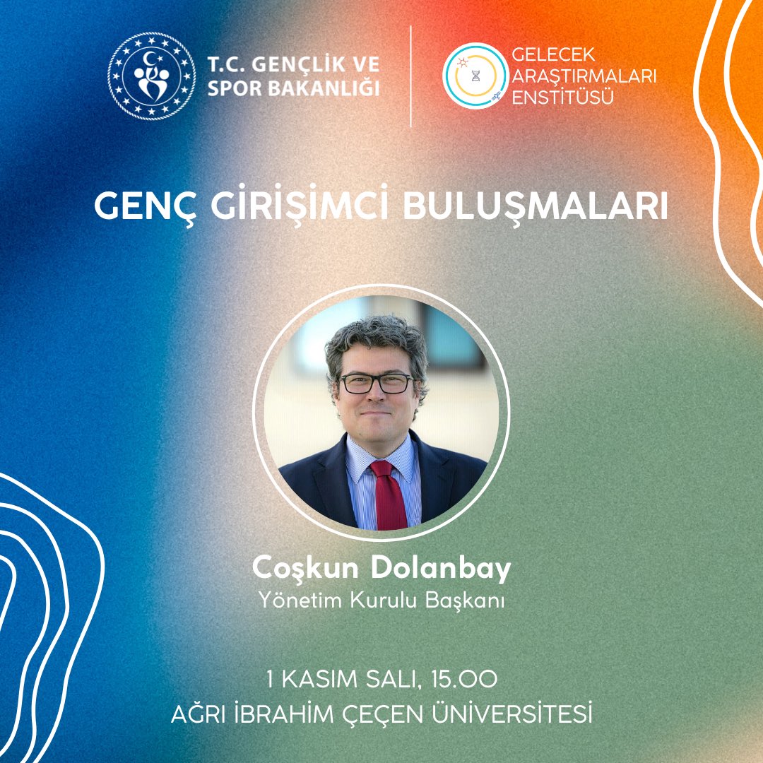 Yönetim Kurulu Başkanımız Coşkun Dolanbay, Gençlik ve Spor Bakanlığı'nın Genç Girişimci Buluşmaları Ağrı programının ikinci gününde İbrahim Çeçen Üniversitesi öğrencileri ile bir araya geliyor.

İlgi duyan herkesi bekleriz.

#GeleceğiTasarla