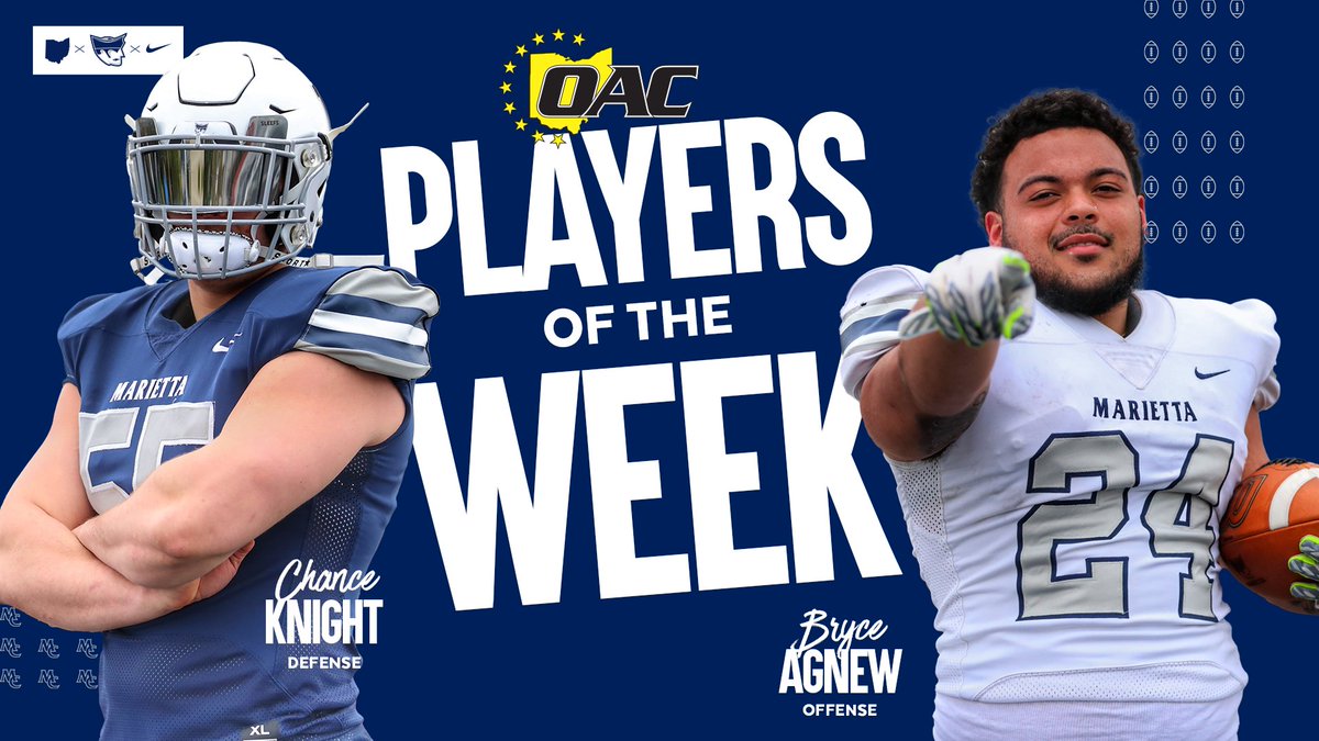 The recognition continues for your Pios - congrats to Bryce Agnew and Chance Knight on earning OAC Players of the Week! 🔵⚪️

#FIGHT | #PioNation