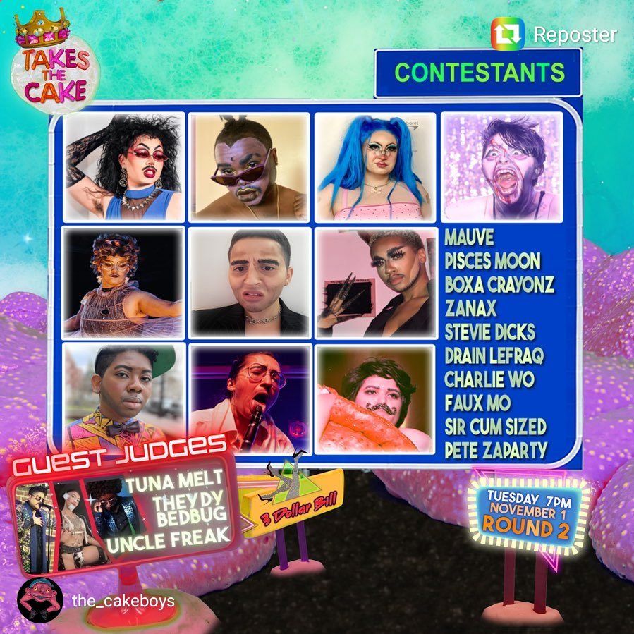 TAKES THE CAKE <a href="/the_cakeboys/">The Cake Boys</a> back for a second round.  I will be judging and performing. Come see an incredible lineup of Drag Kings, Theys and in betweens!