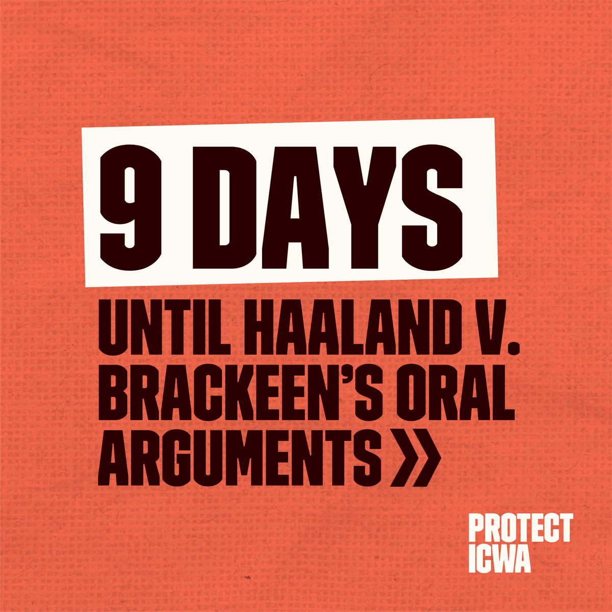 ProtectICWA's tweet image. Oral arguments for the case involving ICWA will occur in just 9 days! Please help us spread awareness on why we must #ProtectICWA by tagging friends in your network on a #ProtectICWA post &amp;amp; encouraging them to learn more. Thank you for your support for Native kids and families!