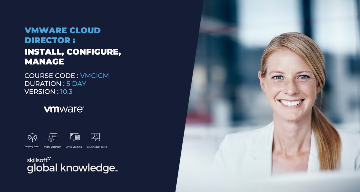 GKSaudi's tweet photo. In this five-day course you'll learn about workload provisioning, the creation of organizations, virtual data centers (VDCs)
Learn More
https://t.co/RJlMLLUVgN 

#GlobalKnowledge #VMware #publicclassroom #virtuallearning https://t.co/QM0XJaNJ6H