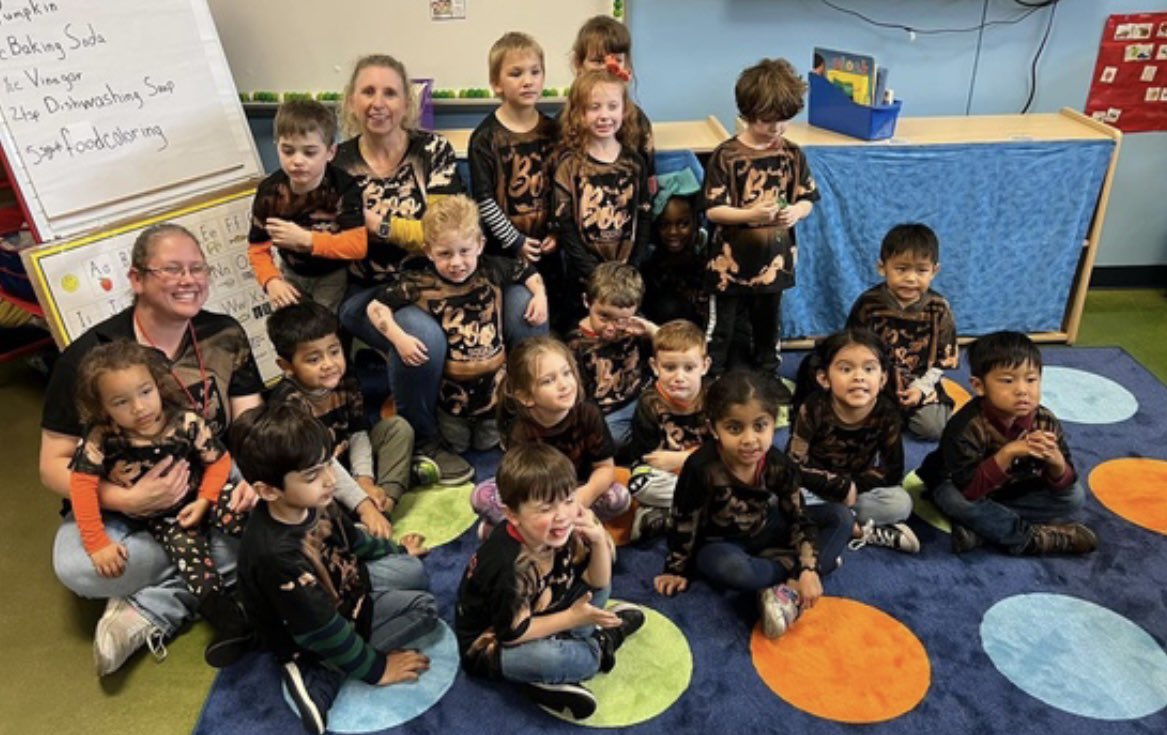 We looked spooktacular in our Boo Squad shirts. Fall party in Mrs.McNeil’s class is bound to be a lot of fun with these sweet preschoolers.