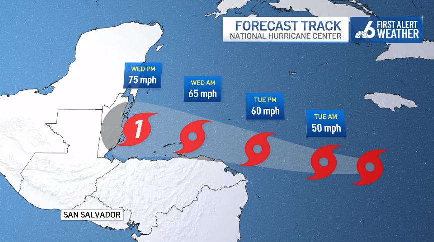 #Lisa is expected to reach #Belize as a #hurricane late Wednesday. In addition to Category 1 windspeeds, the cyclone would also produce a 3-5 ft storm surge and up to 8 inches of rain that would spill over into Honduras, Guatemala, Mexico and neighboring countries