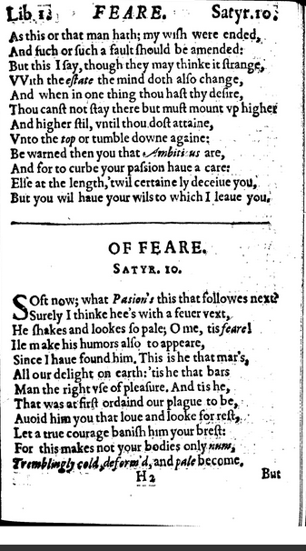 EarlyEmotion's tweet photo. Seems like a good today to read George Wither's long poem "Of Feare," from his collection Abuses Stript, and Whipt (1613)!

🎃 Happy Halloween! 🎃   #OMeTisFeare https://t.co/xiWQUMdLZ4