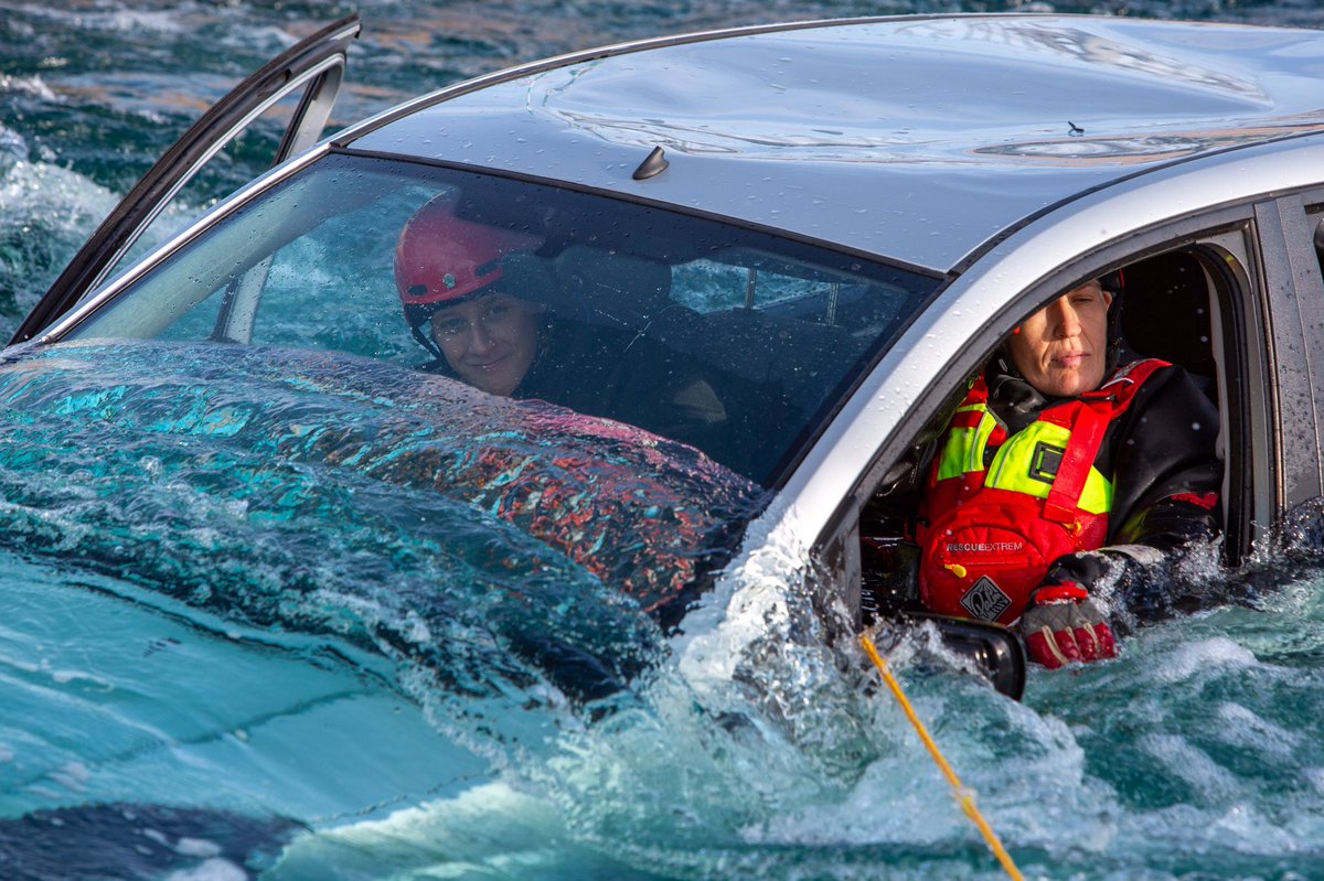 Watchetscouts's tweet photo. Friday #ExplorerScout Tom experienced playing a casualty in a swift water rescue training session with multiple emergency services. Undaunted he was a driver in a water filled car. #SkillsForLife . @SomersetScouts @MoorsAndCoastal @scouts . @HMCoastguard @ExmoorSRT https://t.co/Vnucq2jjd7
