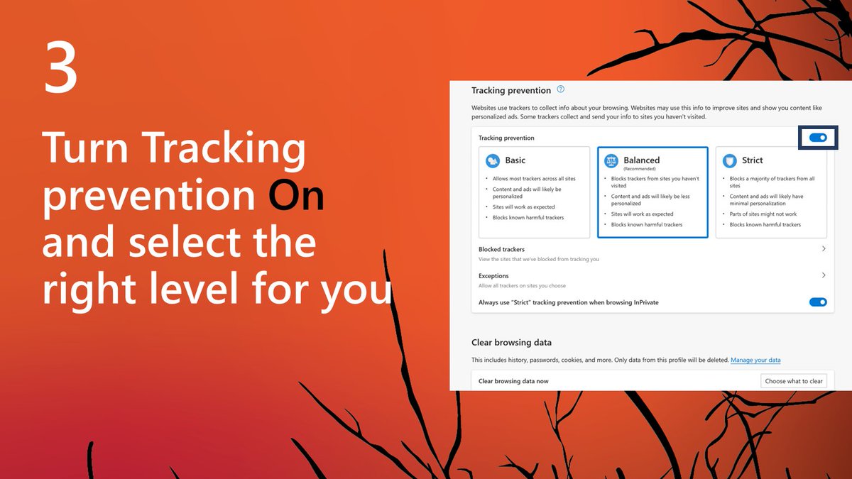 MicrosoftHelps's tweet image. Feel like you&apos;re being followed? 👀
You probably are 😱

Microsoft Edge is designed to detect and block known trackers. Set your level: msft.it/6012dgOwQ