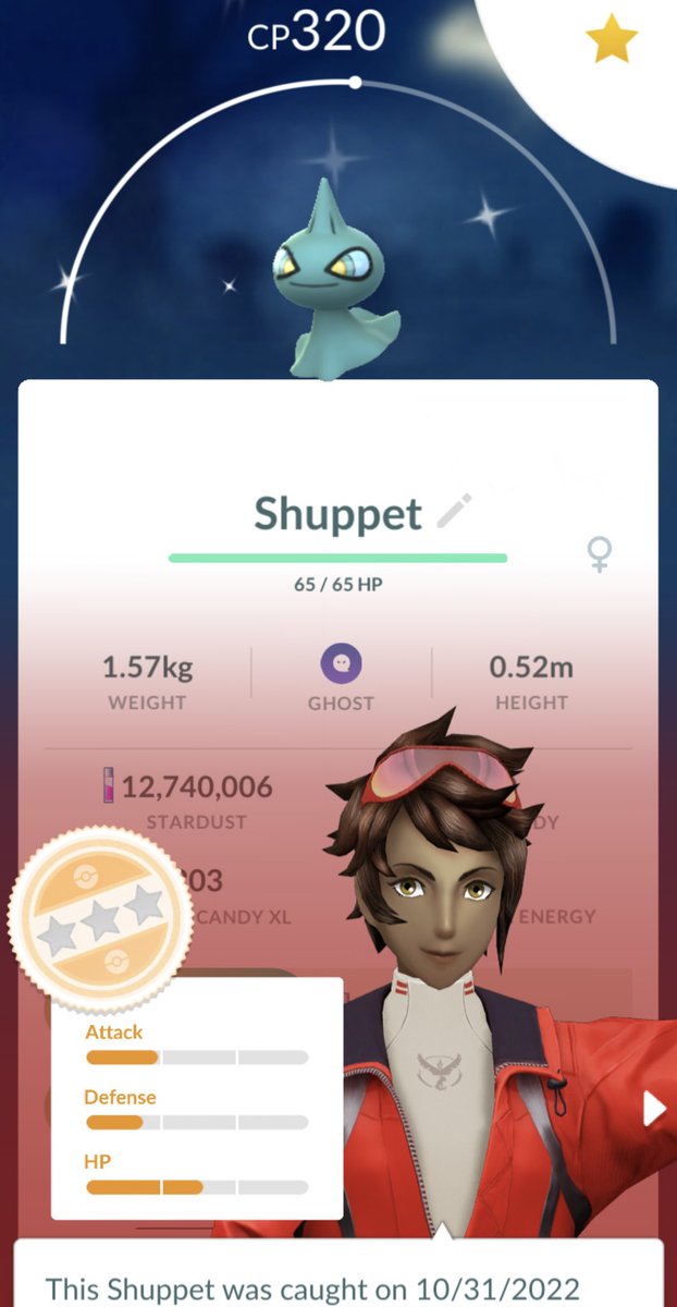 mrlongelote's tweet photo. Got my Halloween shiny 🎃✨🤩 #PokemonGO #ShinyPokemon #ShinyShuppet ✨👻 https://t.co/jpSNmXe4C8