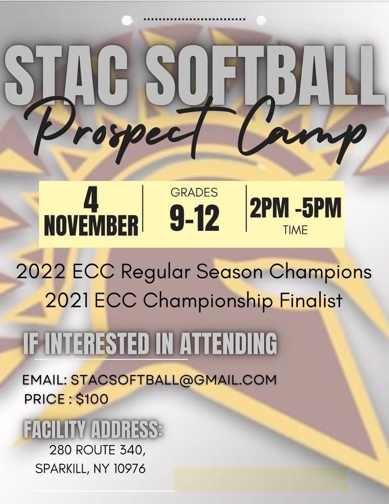 The STAC Softball Prospect Camp is just four days away at Spartan Field.

Make sure to register NOW if you are interested in attending.