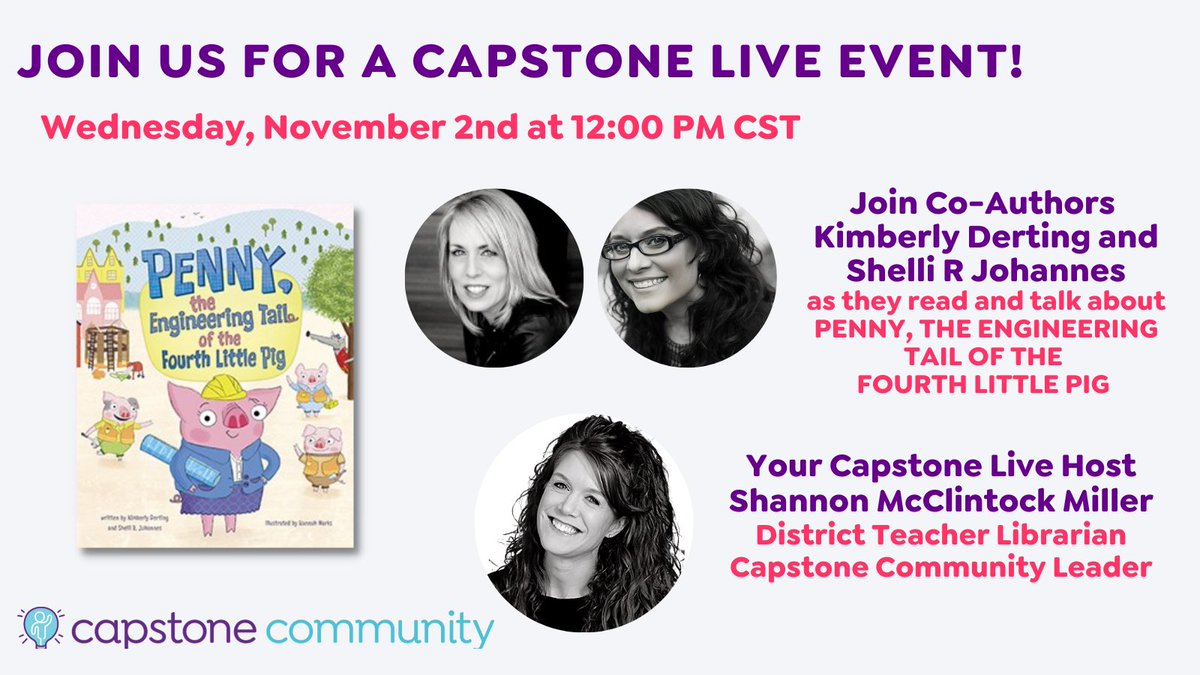 November is #Picturebook month & #STEMday is Nov 8th💫 It’s the perfect time to celebrate a fun picture book all about #STEM! 🗓Join us this Wednesday at 12 pm Central time 🙌🏻 Register here➡️ bit.ly/capstonelive #learningisforeveryone