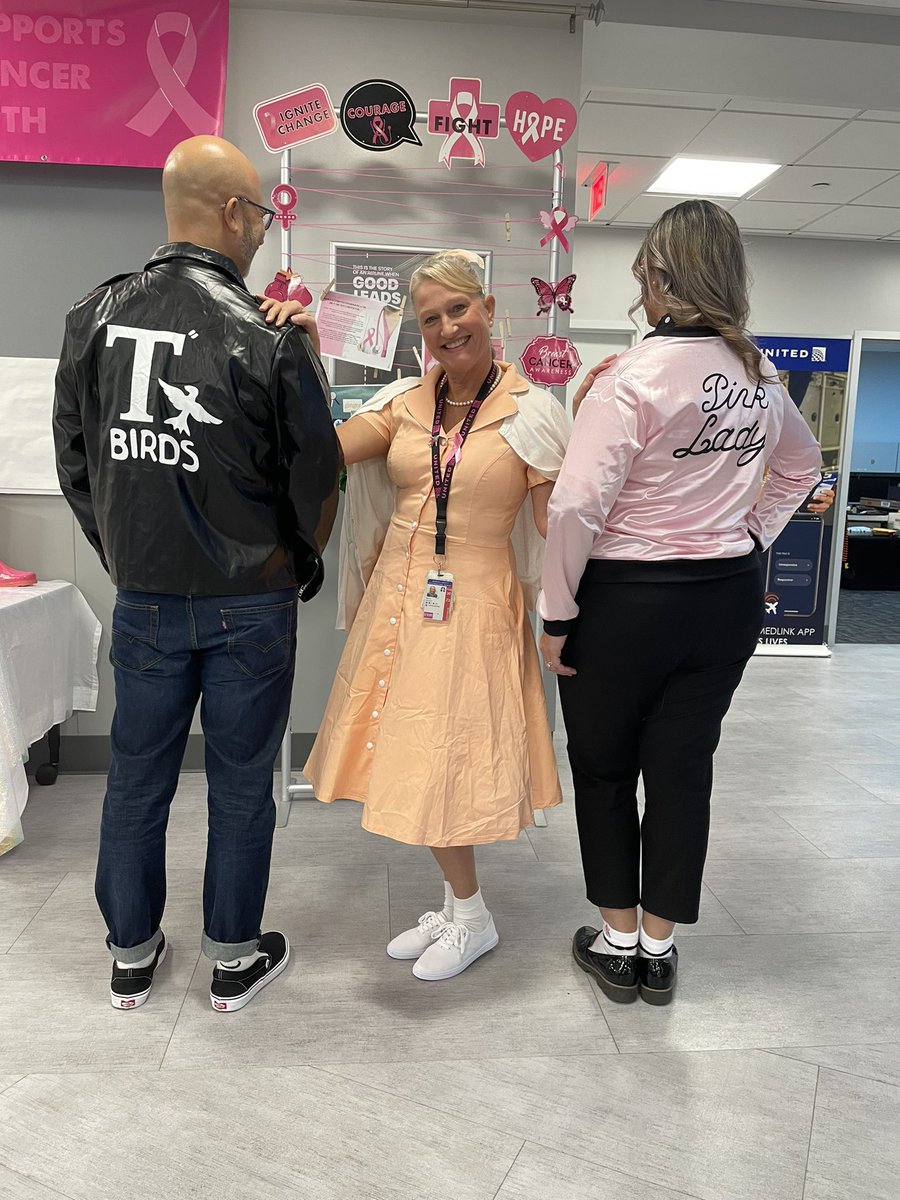 EWR_SW's tweet photo. Happy Halloween from Sandy, the T-Birds, and the Pink Ladies of EWRSW Inflight! We wish you a fun Halloween filled with magical surprises! May you get lots of treats that are good to eat!  🎃@StacyC_United @GiacoSuriano @EricBillingsUAL EWRProud https://t.co/LK5U6ba8lp