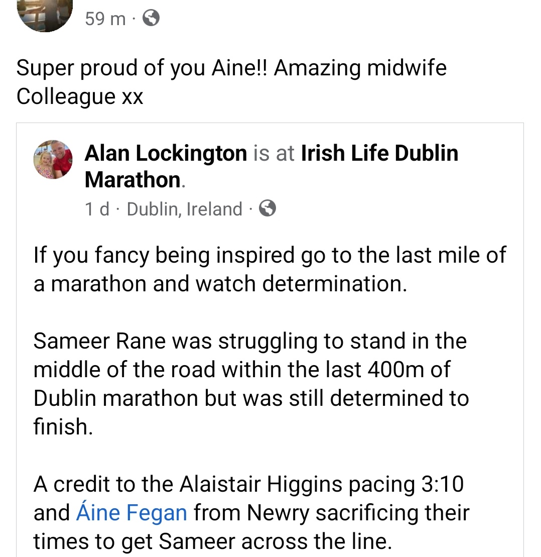 This is what an amazing midwife of ours does off duty @SouthernHSCT @ck565 @midwifewendy @Jen_McKenna_ !! training up to run a marathon is one of the most challenging things... Then to selflessly give up your time for someone else!! #KindnessMatters Proud colleague!