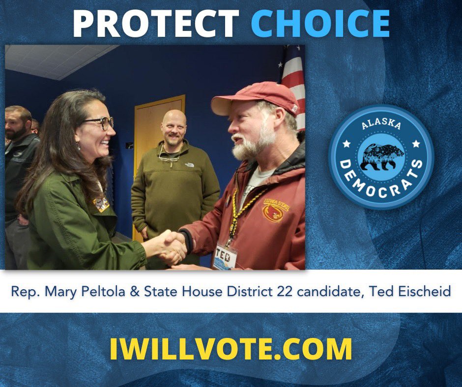 TheAlaskaDems's tweet photo. Alaskans need leaders like @TedForAlaska working for them in Juneau. Unlike his extreme opponent, Ted won't try to dictate what you can do with your own body. #AKDems https://t.co/hwnrbHlULZ