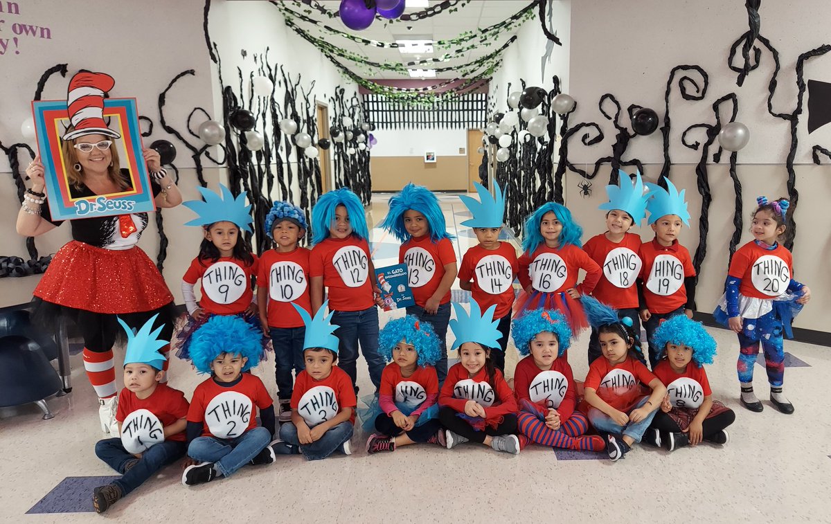 scedillo78's tweet photo. Book character parade was so much fun! My Things 1 to 20 looked adorable! Check out all the blue hair! @Griggs_AISD @AldineISD @sherreedjohnson @galvansonia3 @DrSeuss #AldineConnected #DrSeuss #AldineConectado #Thing1and2 #TheCatintheHat https://t.co/O0dhUtHyk4
