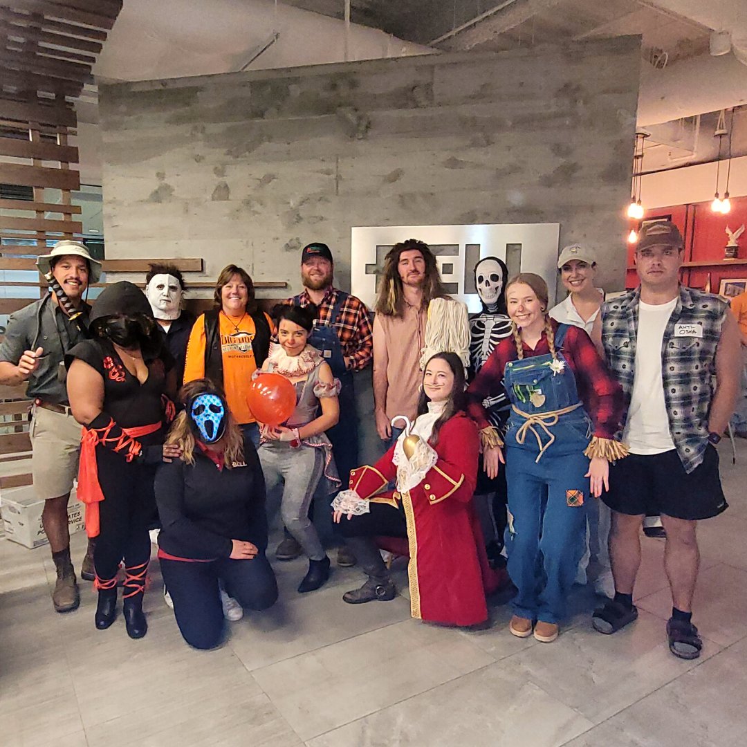 BELLConstCo's tweet photo. A few "tricks" played and a lot of characters around the office celebrating Halloween today! We definitely "treated" ourselves! We hope you have a fa-boo-lous Halloween! #BELLFamily https://t.co/IAZaqAZEa8