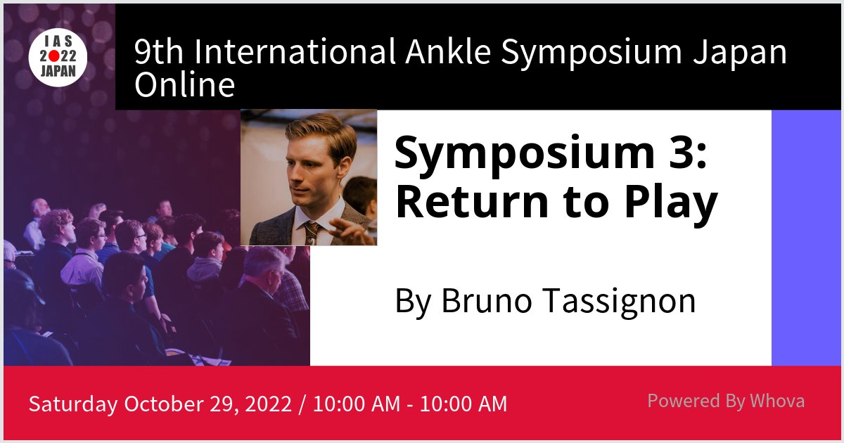 TassignonBruno's tweet photo. I am speaking at 9th International Ankle Symposium Japan Online. Please check out my talk if you're attending the event! #IASJapan - via #Whova event app. All the content of this online conference is available for a whole month! https://t.co/25HeC6McLi