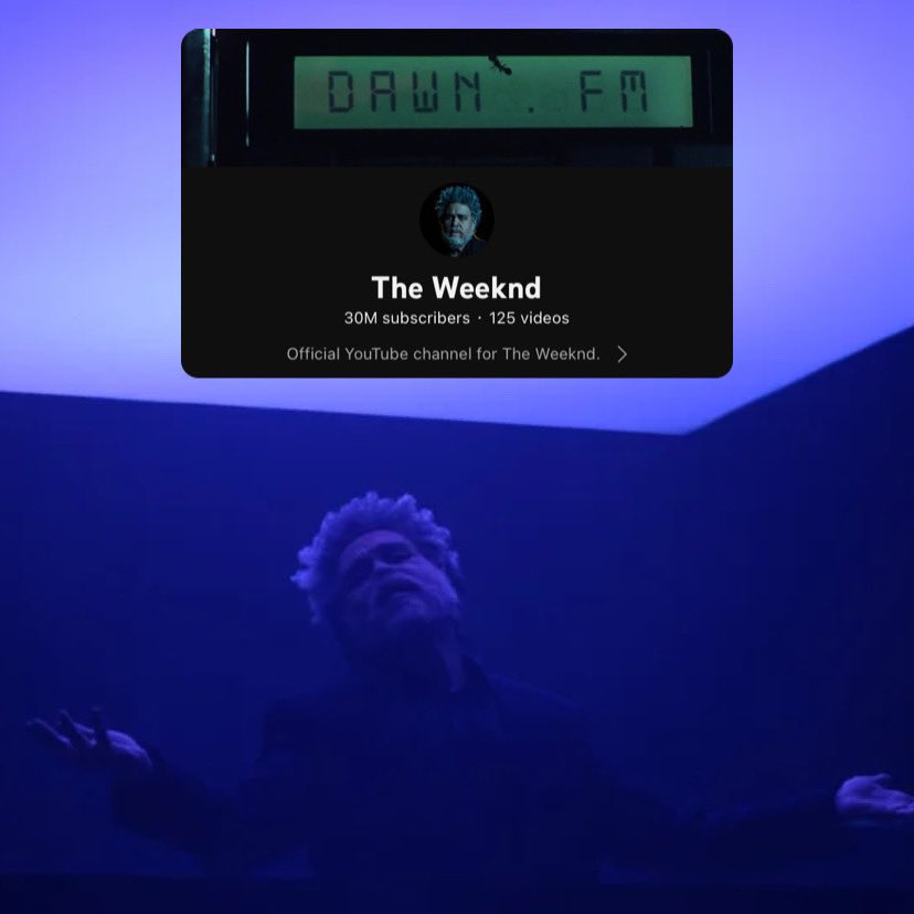 NewsWeeknd's tweet photo. .@theweeknd has surpassed 30 million subscribers on YouTube.

— He’s one of the most subscribed artists on the platform. https://t.co/zNSfHwRfDG