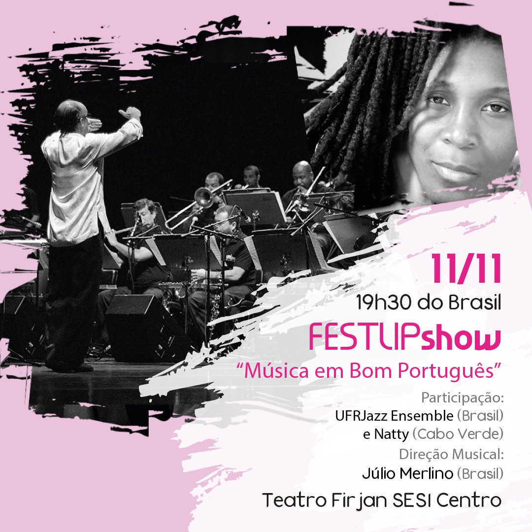 festlip's tweet photo. Um dia para dialogarmos com a música!
O “Música em Bom Português” é uma parceria entre a UFRJazz Ensemble, uma Big Band do Brasil, e a cantora cabo-verdiana Natty.
Não perca! Dia 11/11, às 19h30 no Teatro Firjan Sesi Centro!
#festlip #teatro #festival #cultura #musica #artes https://t.co/Xe5UY0NpIj