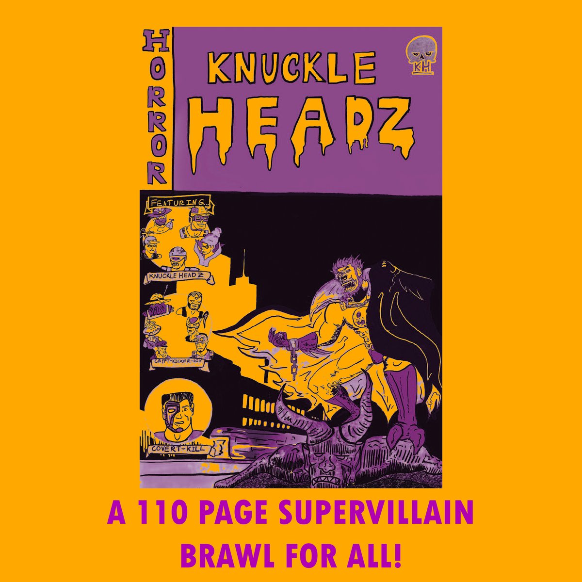 EddieMcstriplin's tweet photo. Happy Halloween from the Knuckle Headz, the stars of the 110 Page Super-villain x Monster comic I drew. Check out the first issue for free or buy a copy on my website (linked in bio)
#Crimecomic #Horrorcomic #Monstercomic #Monsters #Werewolf #werewolfbynight #TheBatman https://t.co/FEhfwPSQyJ
