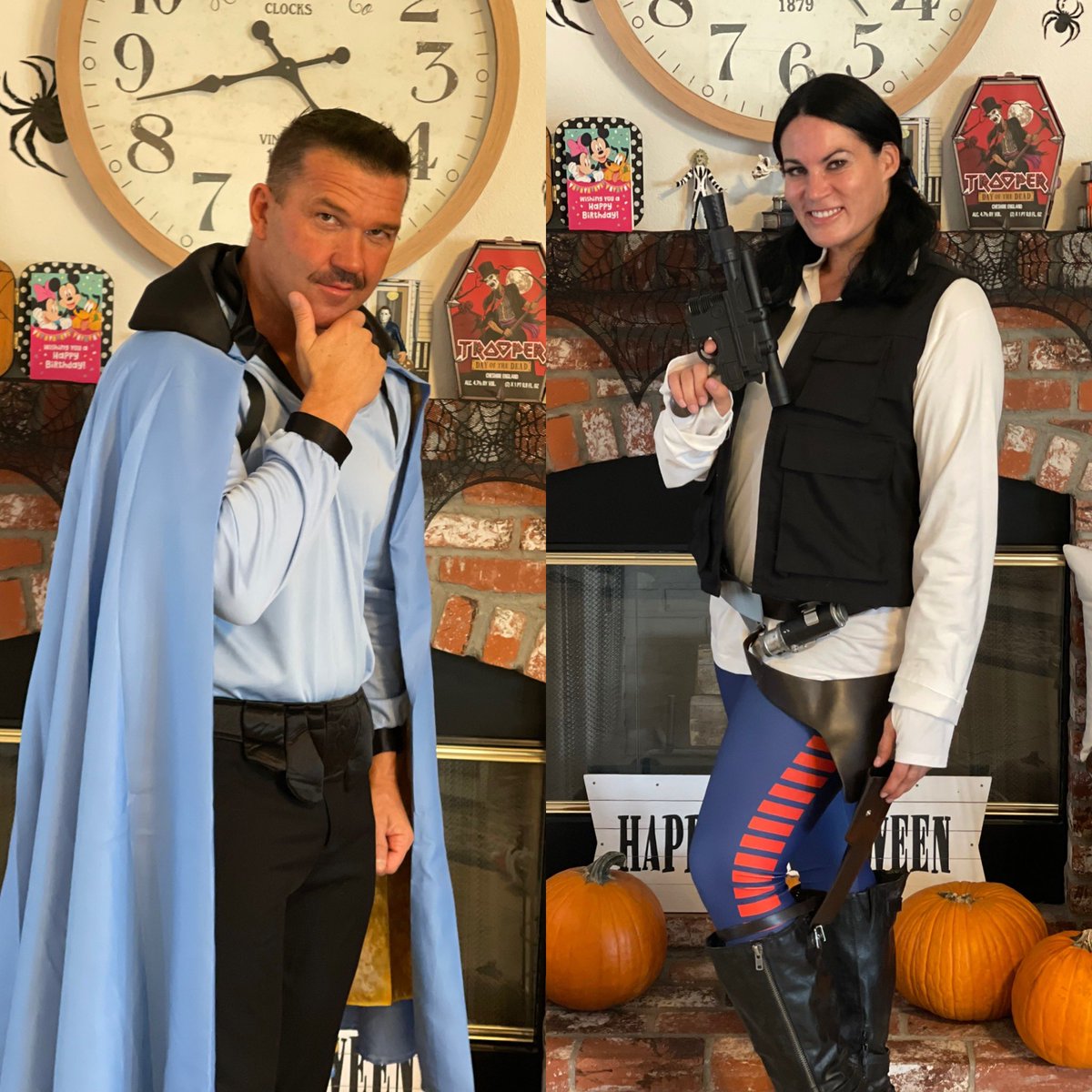 “Hello what have we here?” Lando Kazrisian, the smoothest pirate in the galaxy, and a beautiful Han Solo. Happy Halloween 🎃👻💀👹🧛🏽‍♂️🧟‍♀️🧌🧟‍♂️