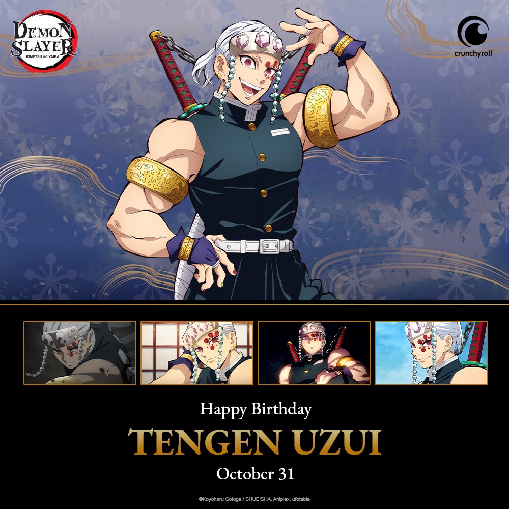 Happy birthday to Tengen Uzui, the Sound Hashira!! 💥 (<a href="/DemonSlayerUSA/">Demon Slayer: Kimetsu no Yaiba (English)</a>)