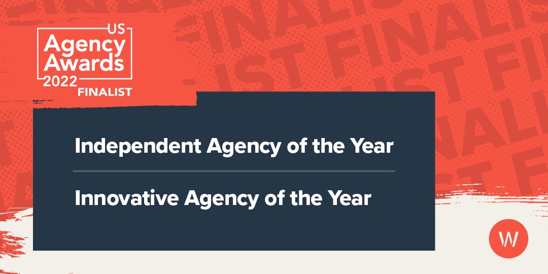 Wpromote's tweet image. When it comes to adjectives, there aren't many we love more than independent and innovative. So we're in full celebration mode because we made the shortlist for BOTH in the 2022 US #Agency Awards. Thank you to our team and congrats to all of the finalists! bit.ly/3U8VDCg