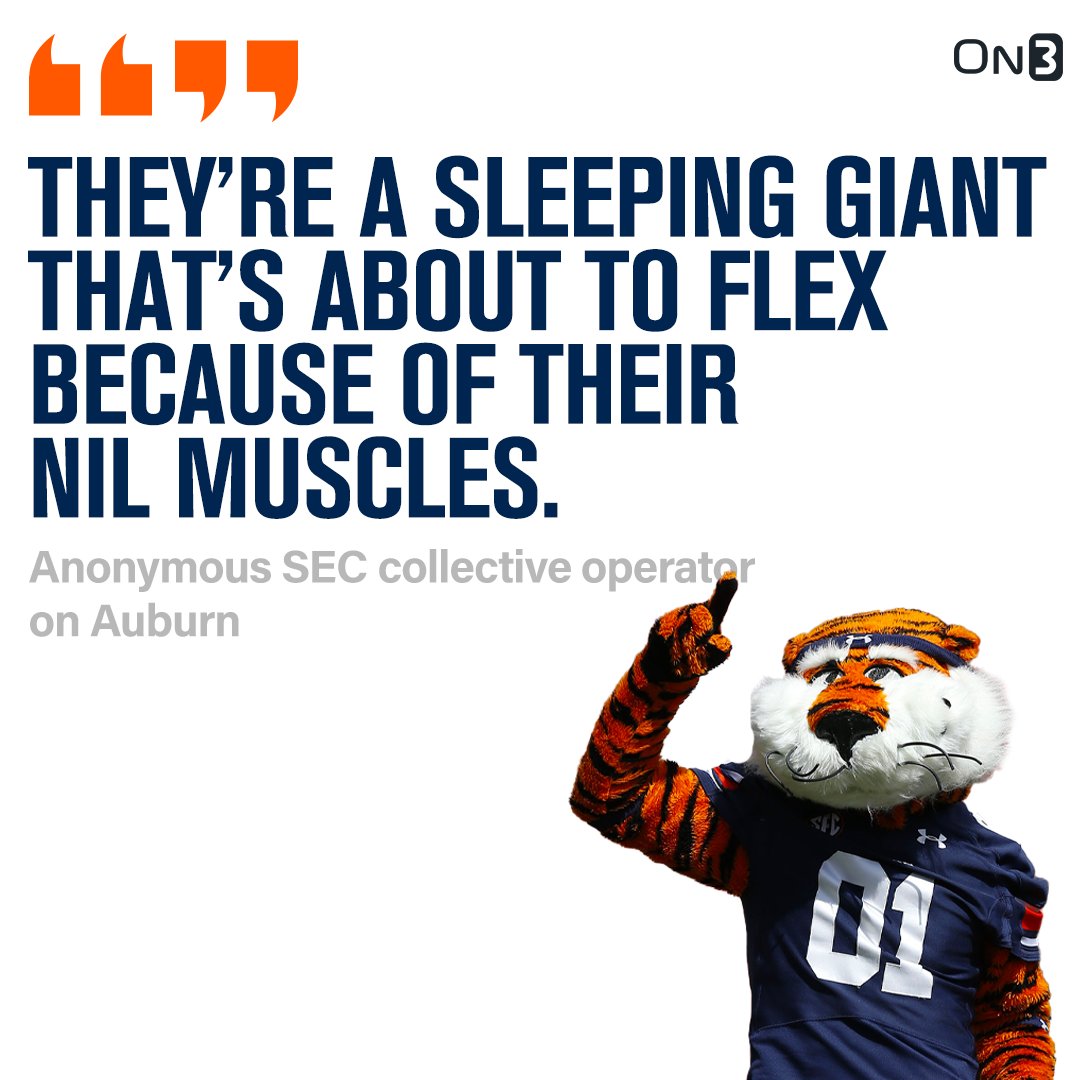 “They’re a sleeping giant that’s about to flex because of their NIL muscles.” Auburn-focused NIL collective On To Victory has raised around $13 million. That may just be the start, especially with the right head coach. More from @jeremycrabtree: on3.com/teams/auburn-t…