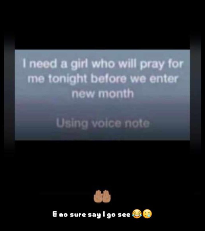 gbad_mours2000's tweet photo. I need a girl who go pray for me tonight before we enter new month,   E NO SURE SAY I GO SEE 🙊 https://t.co/YzFcuRBJgk