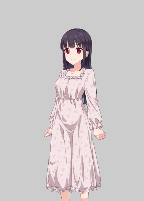 寝巻差分です、髪の毛おろして眼鏡外すとだれかわからなくなるね。 