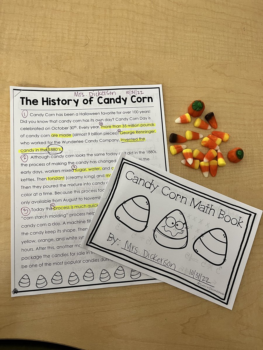 CodieDickerson's tweet photo. Did you know October 30th is National Candy Corn day?! Today we learned about, tasted, and used candy corn to support our learning goals. #ncssbethebest #wearerpes https://t.co/0a6IDGcLYL
