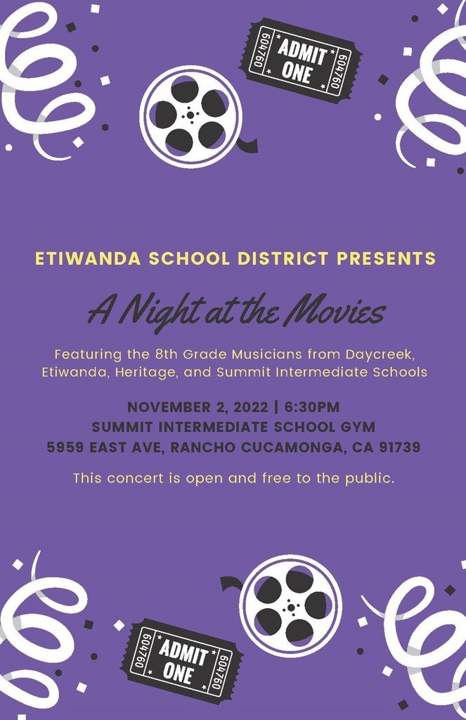 summitsharksESD's tweet photo. You are invited to a special showcase concert featuring 8th grade musicians from Day Creek, Etiwanda, Heritage, and Summit Intermediate. 
Date: November 2, 2022
Time: 6:30 PM
Location: Summit Intermediate Gym https://t.co/3Ybzung4TD
