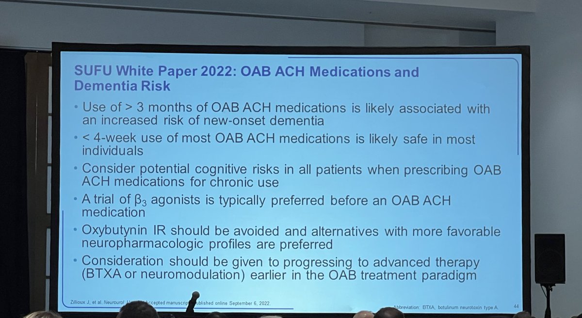 Drs. <a href="/Dr_UnaLee/">Una Lee</a> and <a href="/DrEnemchukwu/">Ekene Enemchukwu, MD, MPH, FACS</a> are delivering #WSAUA22 lunch symposium on OAB 

Important overview of recent <a href="/sufuorg/">SUFU</a> white paper on anticholinergics and dementia association