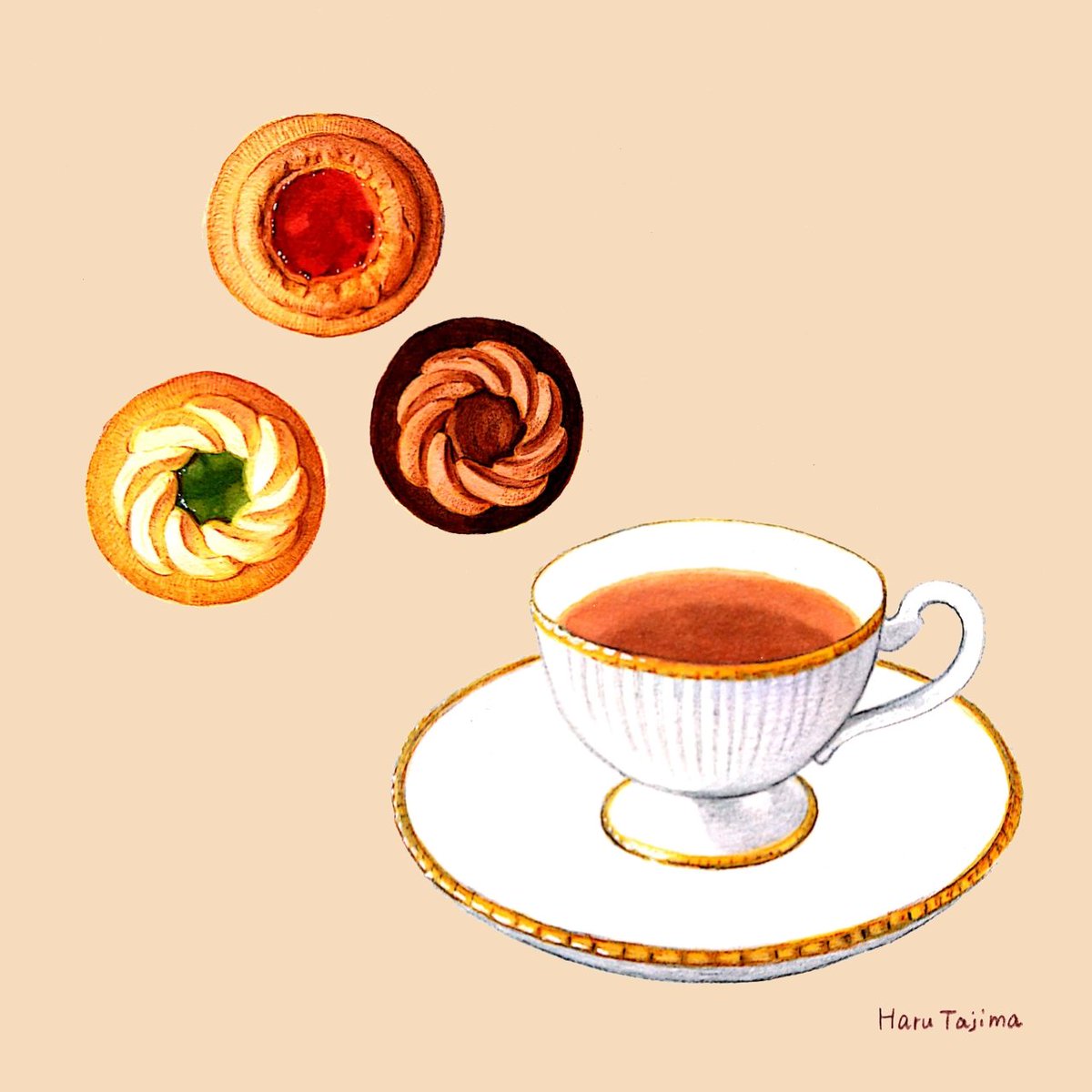 「今日は #紅茶の日 昨日は日本茶の日だったので明日は珈琲の日でお茶3DAYSかと」|田島ハルのイラスト