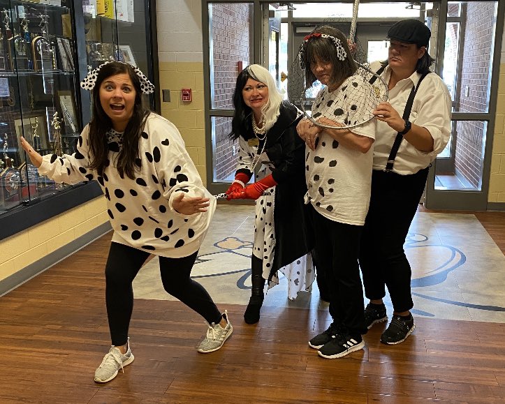 BehindtheCampus's tweet photo. There’s a lot of scary things in the world, but our schools not one of them! #ckh 
#101dalmations #dunkindonuts https://t.co/YAh0kjFqgG